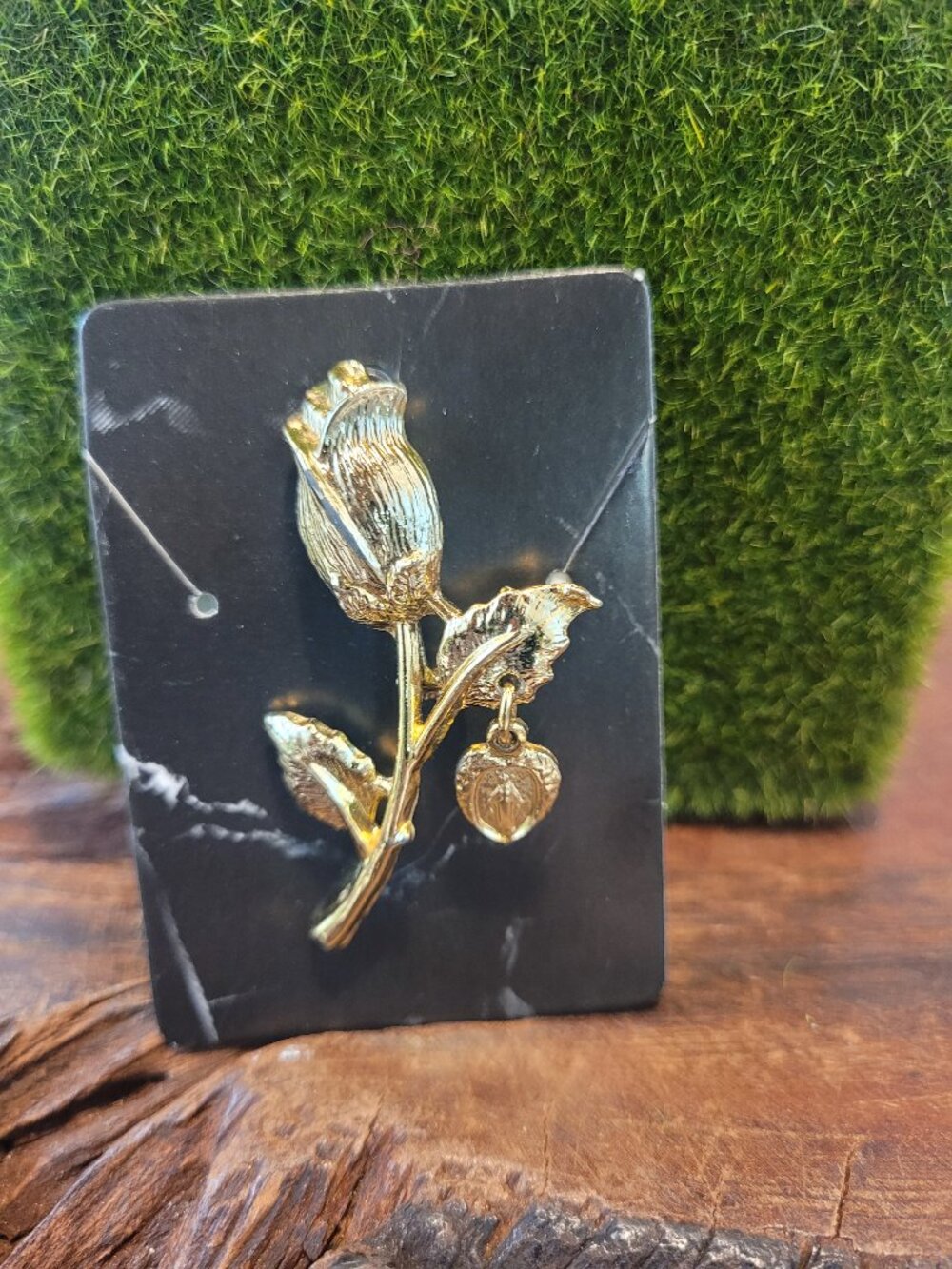 Religious Golden Rose Brooch